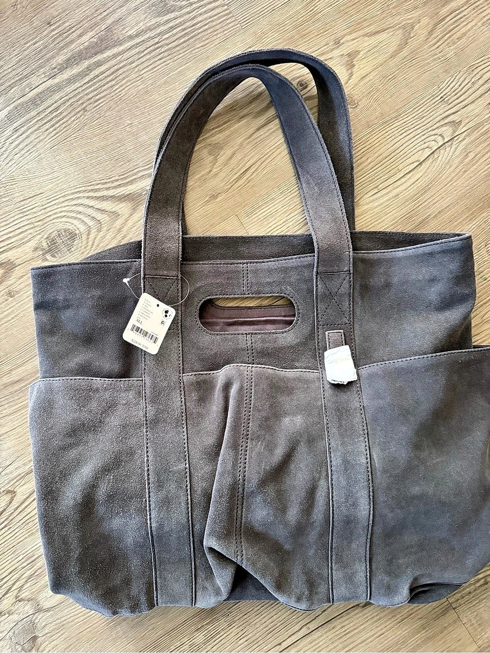 Free people Suede Tote in grey NWT
